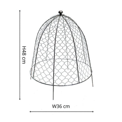 Outdoor Wire Netted Plant Protector Zinc H48cm W36 - Skandi London