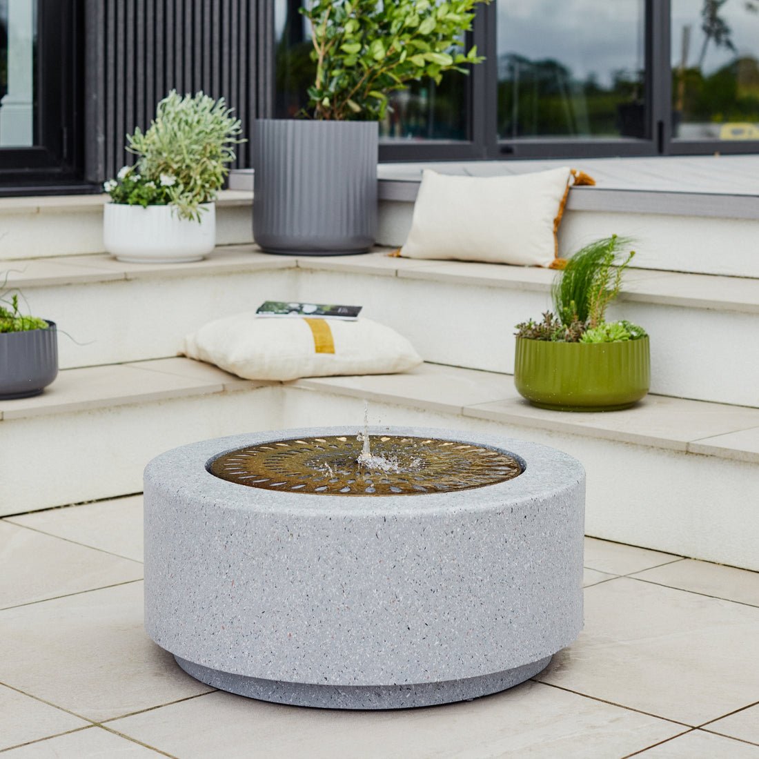 Skandi London Large Water Feature with Light Display in Terrazzo & Brass - Skandi London