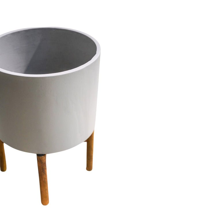 Vigo Concrete Grey Planter with Stand D28cm - Skandi London