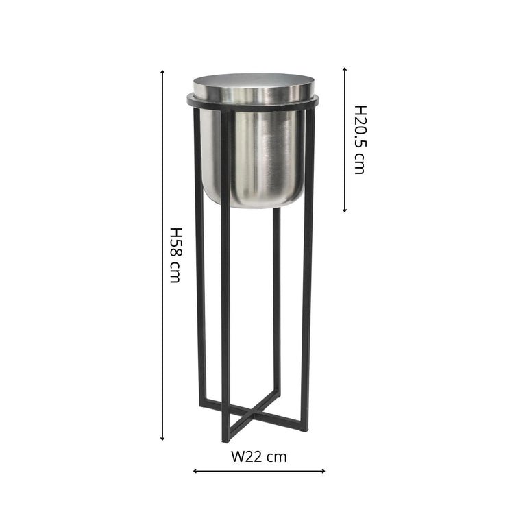 Calla Planter Stand Black/Pewter H58CM D22CM - Skandi London