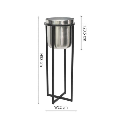 Calla Planter Stand Black/Pewter H58CM D22CM - Skandi London
