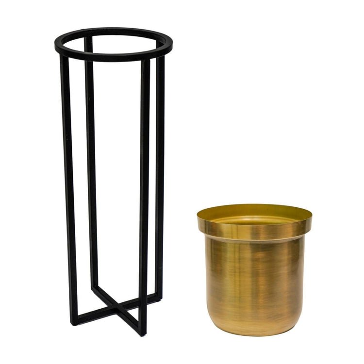 Calla Planter Stand Black/Antique Gold H58CM D22CM - Skandi London