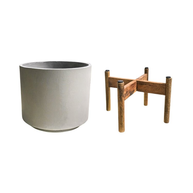 Vigo Concrete Grey Planter with Stand D28cm - Skandi London