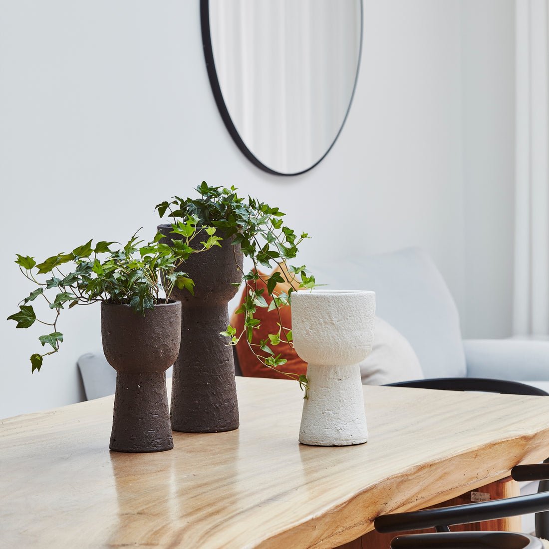 Suren Tall Planter Rustic White - Large - Skandi London
