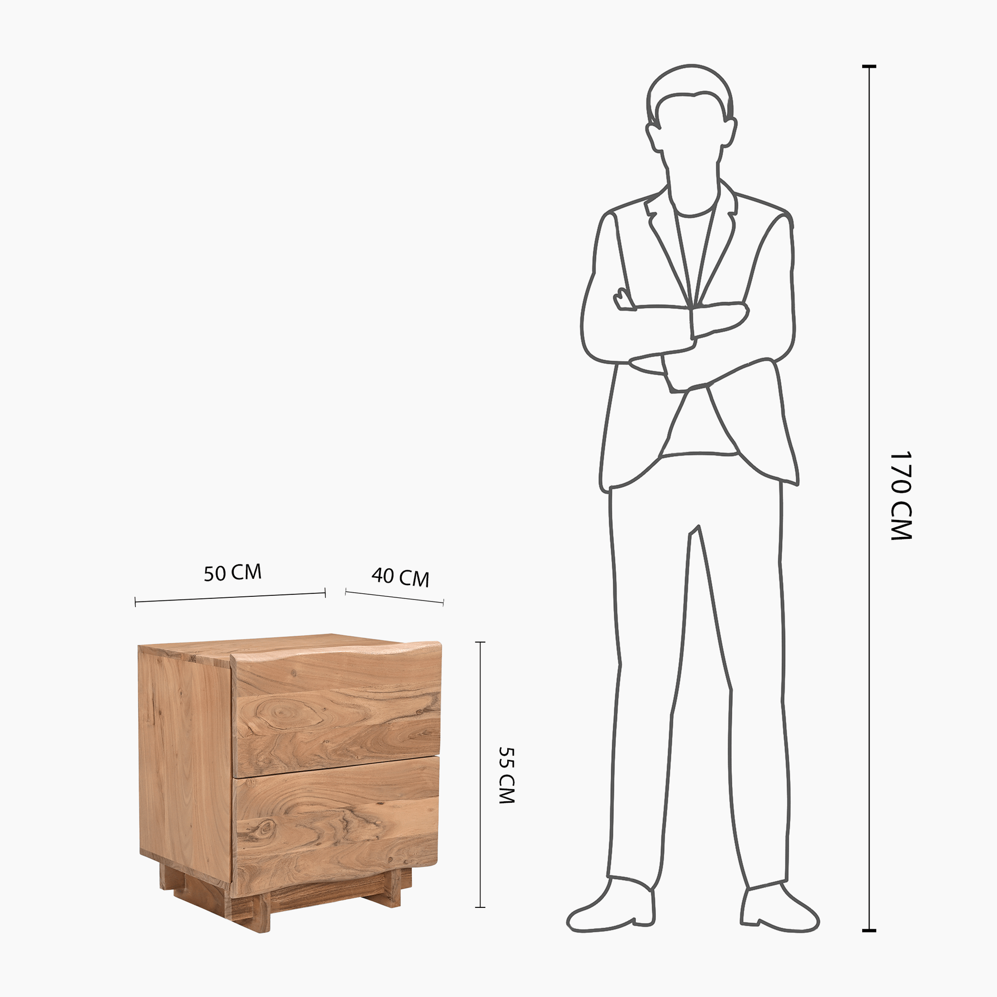 South Bank Two Drawer Bedside Table - Skandi London