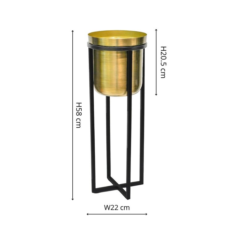 Calla Planter Stand Black/Antique Gold H58CM D22CM - Skandi London