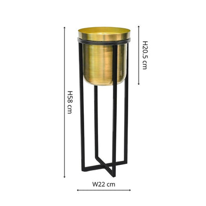 Calla Planter Stand Black/Antique Gold H58CM D22CM - Skandi London