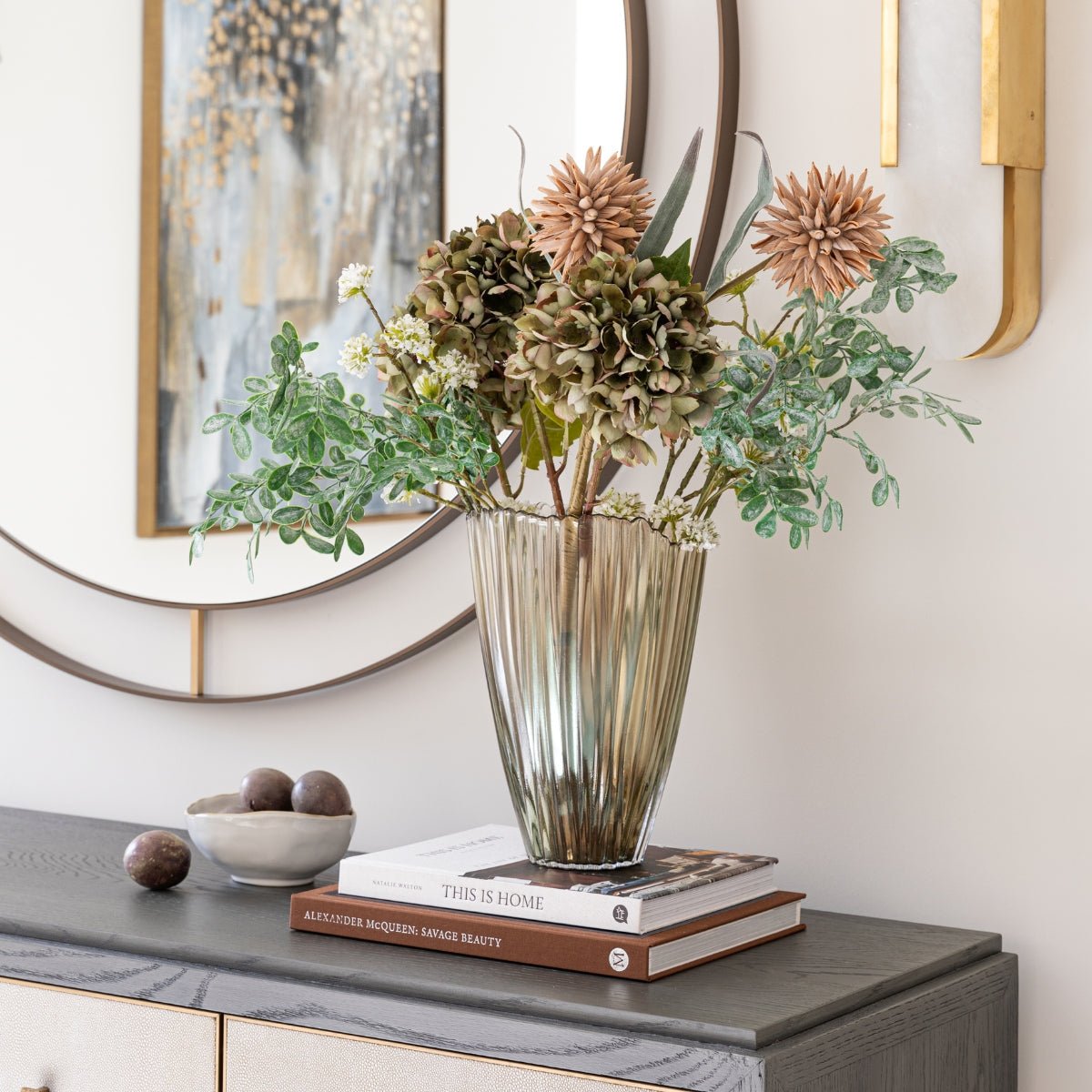 Hitra Mocha Rippled Glass Vase Medium - Medium - Skandi London