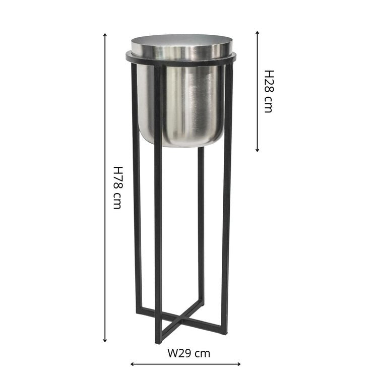 Calla Planter Stand Black/Pewter H78CM D29CM - Skandi London