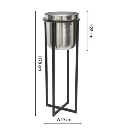Calla Planter Stand Black/Pewter H78CM D29CM - Skandi London