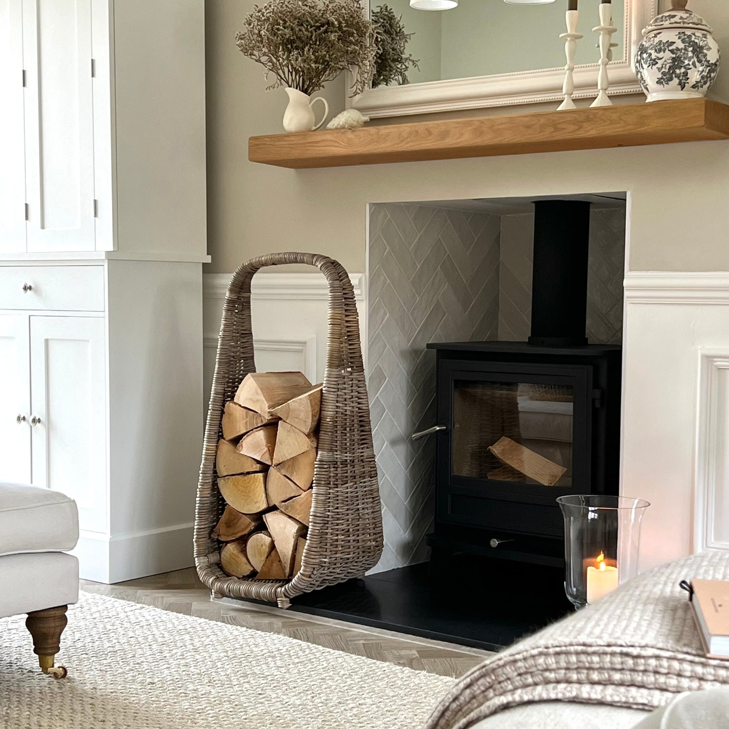Herning Rattan Tall Log Storage - Skandi London