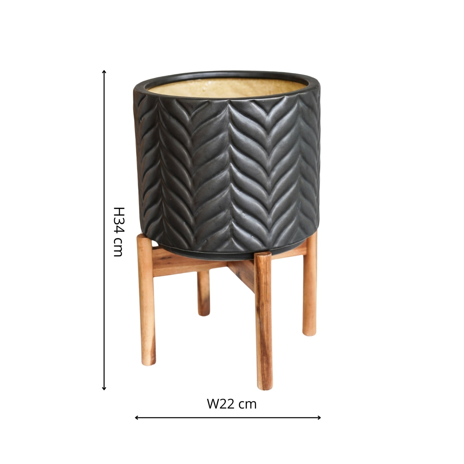 Andebu Chevron Pewter Planter Medium - Medium - Skandi London