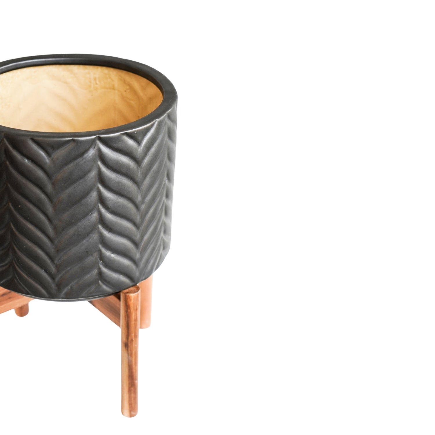 Andebu Chevron Pewter Planter Large - Large - Skandi London