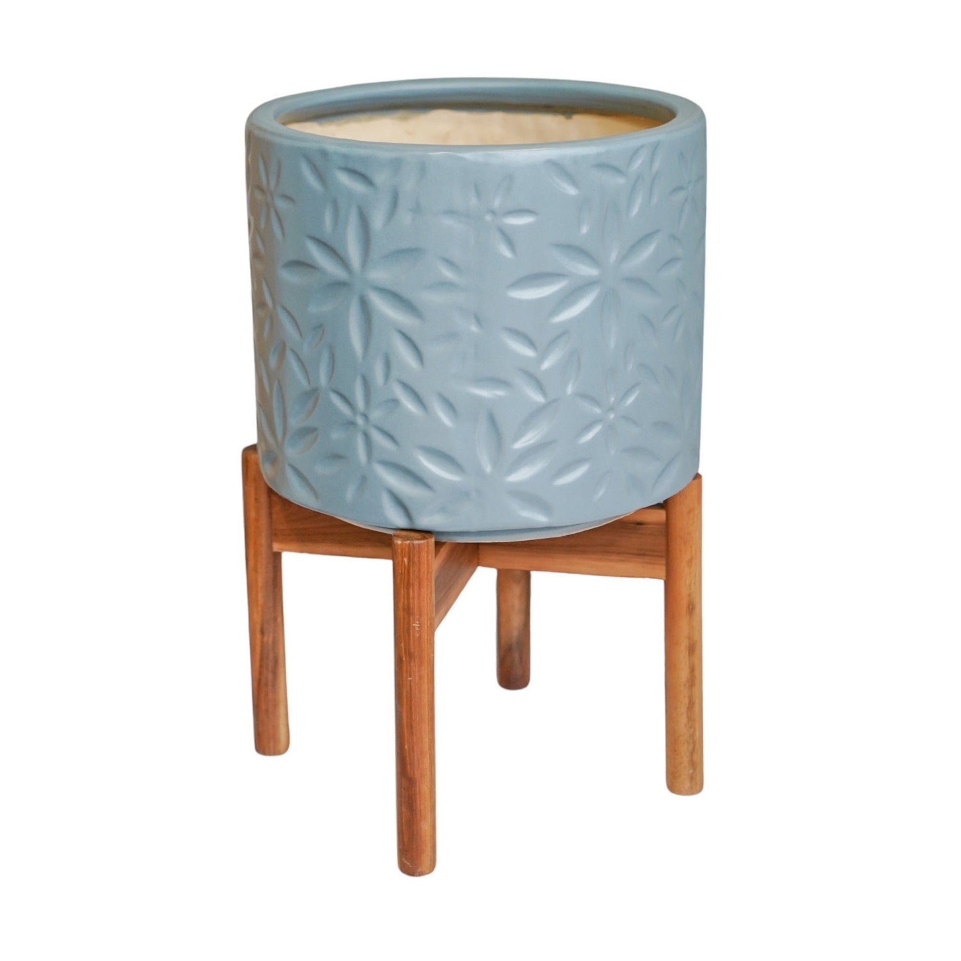 Aspen Flower Dusty Blue Planter H34cm D22cm - Skandi London