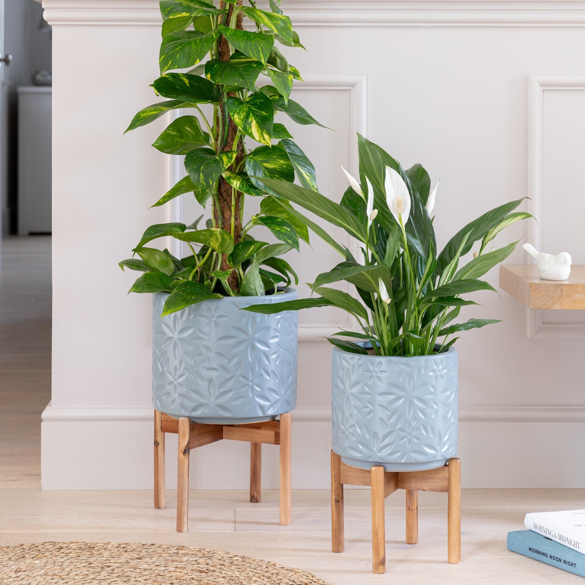 Aspen Flower Dusty Blue Planter H34cm D22cm - Skandi London