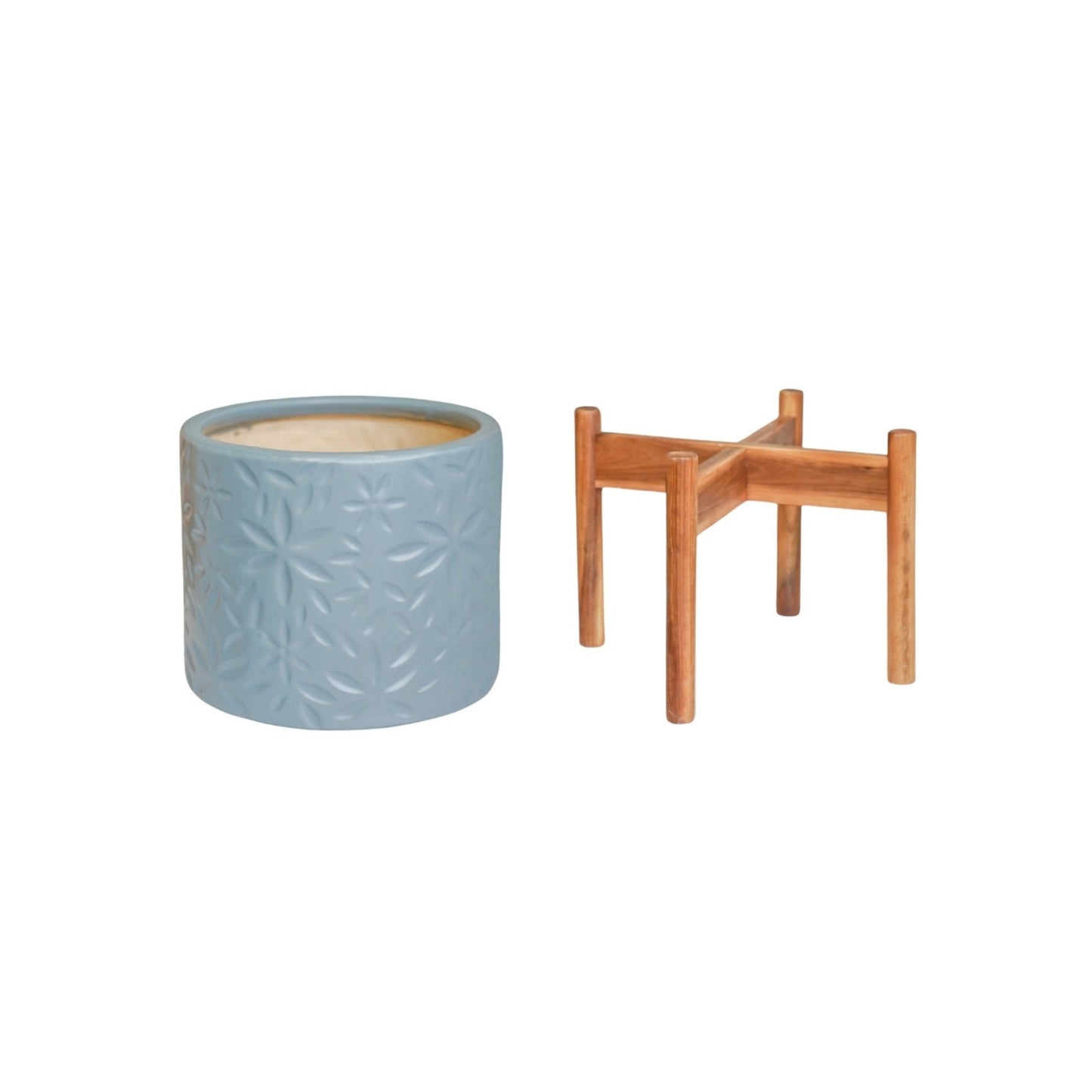Aspen Flower Dusty Blue Planter H34cm D22cm - Skandi London