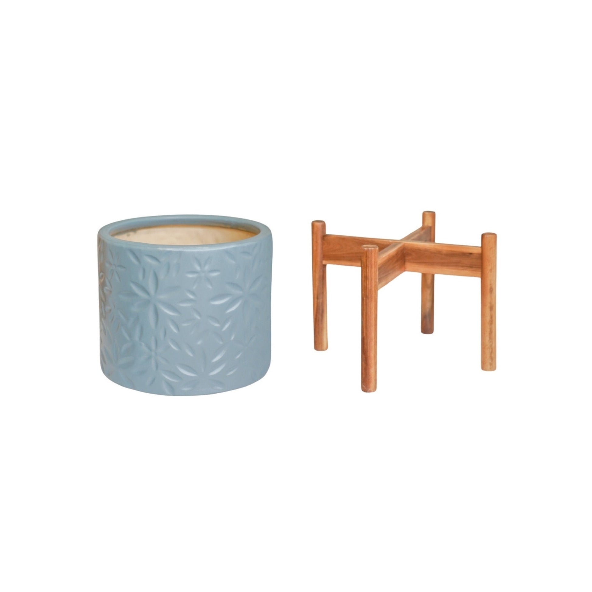 Aspen Flower Dusty Blue Planter H34cm D22cm - Skandi London
