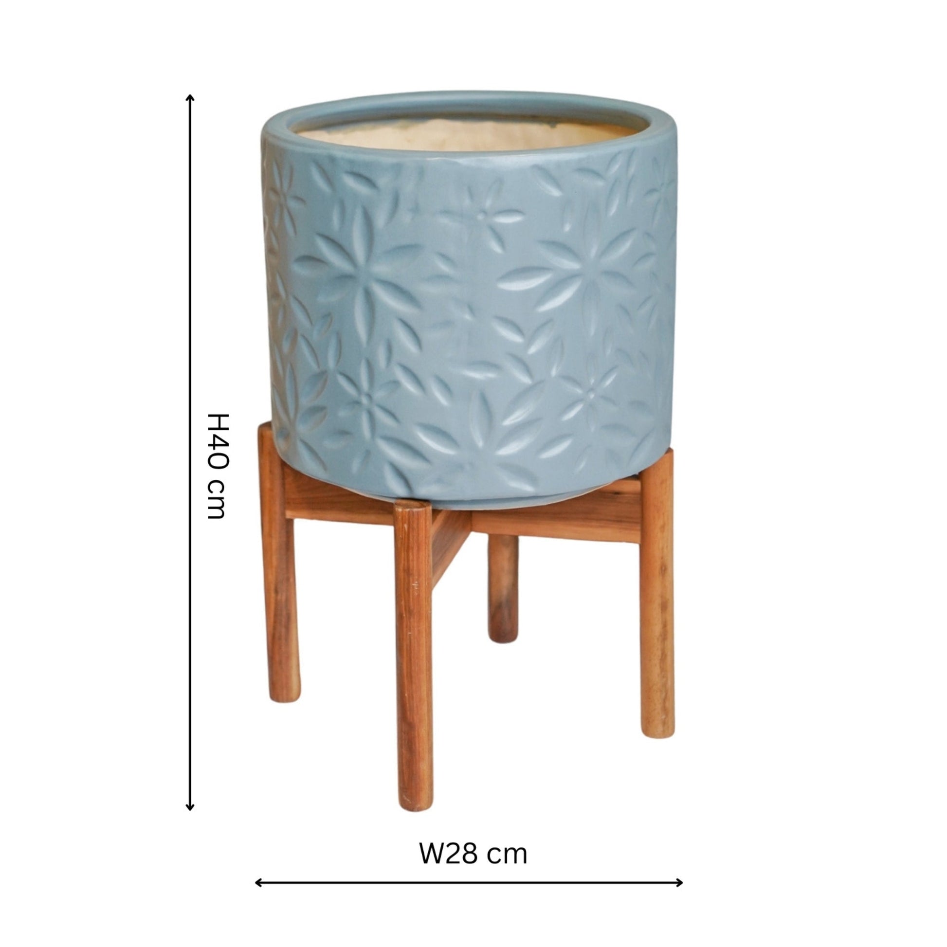 Aspen Flower Dusty Blue Planter H34cm D22cm - Skandi London
