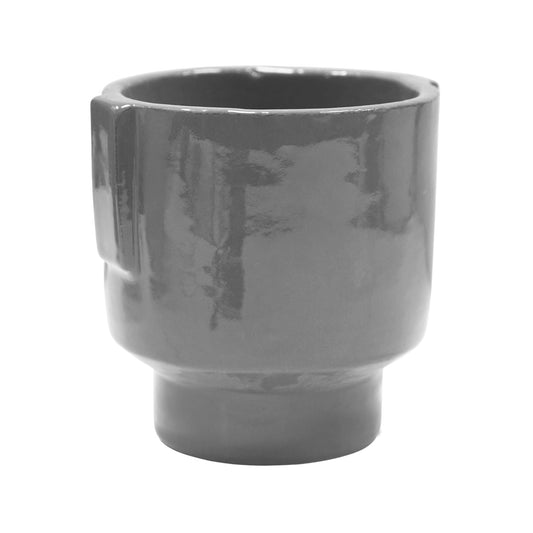 Aries Glazed handles planter Charcoal H20cm D19cm - Skandi London