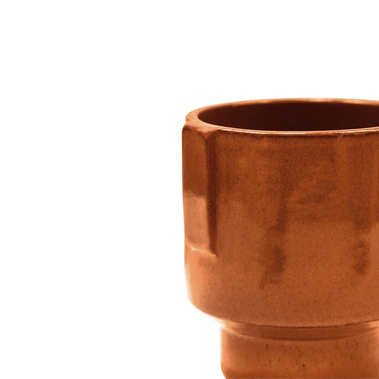 Aries Glazed handles planter Rust H20cm D19cm - Skandi London