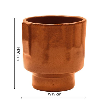 Aries Glazed handles planter Rust H20cm D19cm - Skandi London