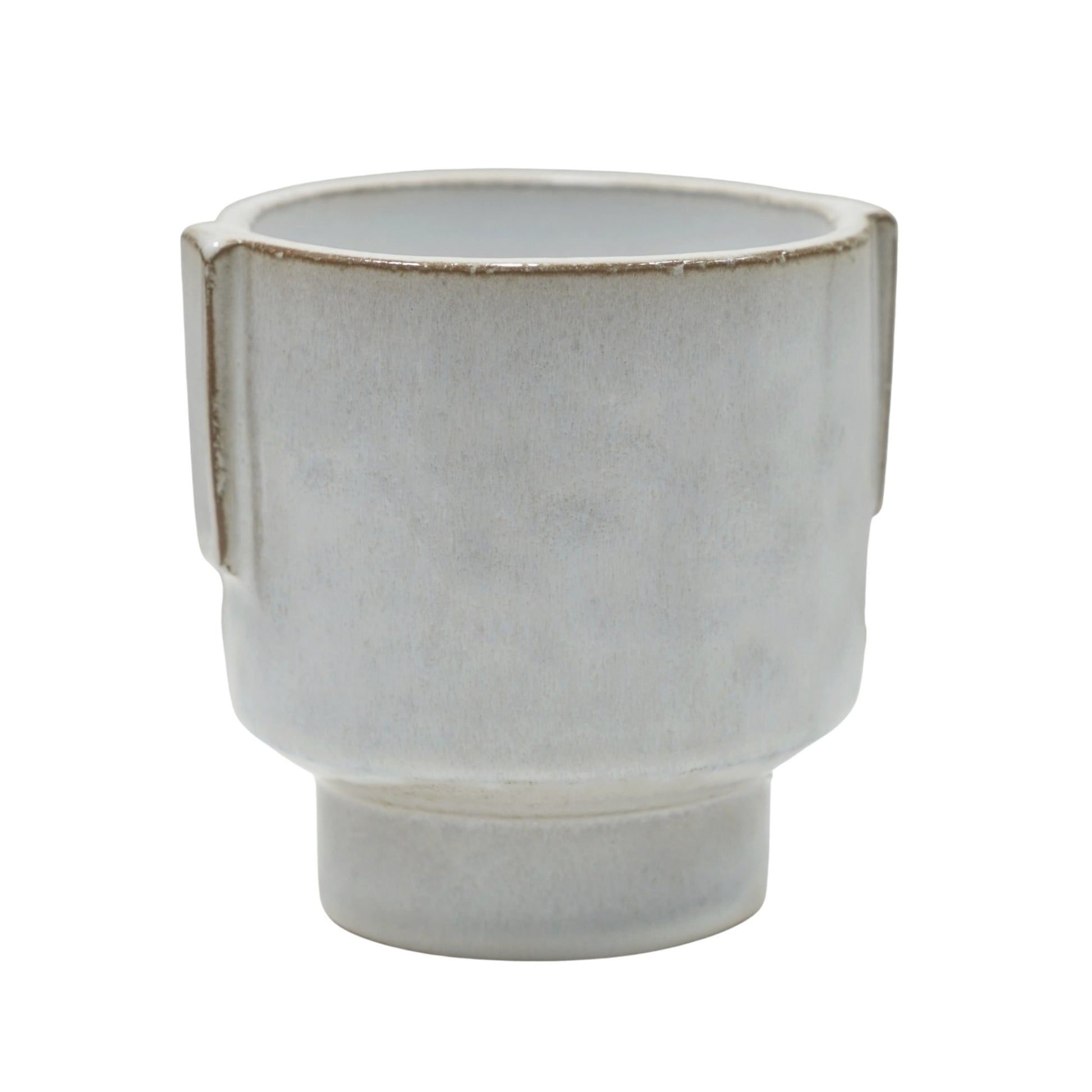Aries Glazed handles planter White H20cm D19cm - Skandi London
