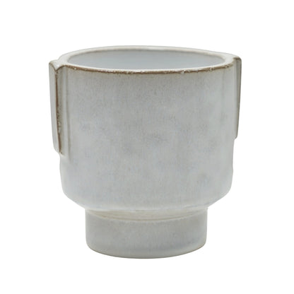 Aries Glazed handles planter White H20cm D19cm - Skandi London