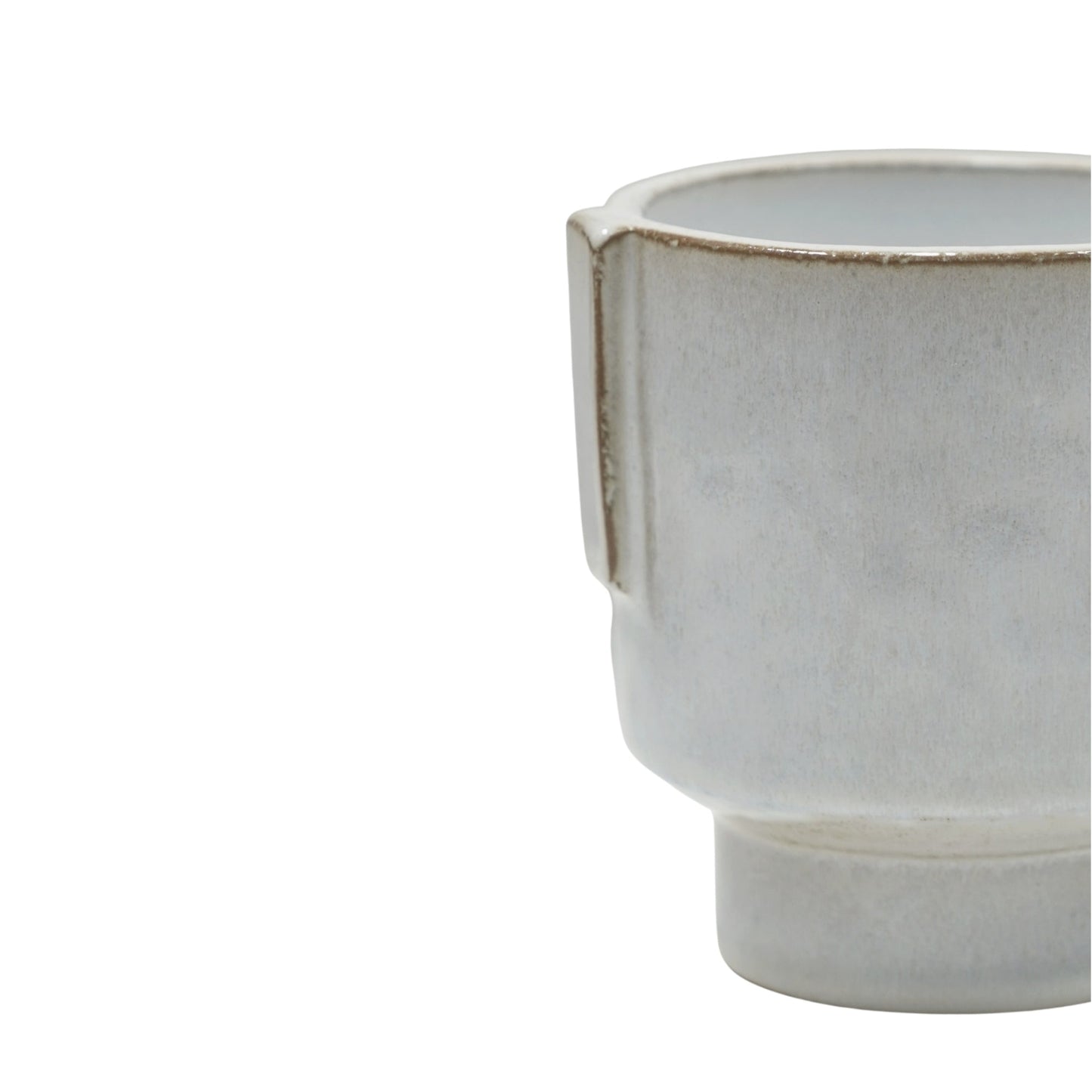 Aries Glazed handles planter White H20cm D19cm - Skandi London