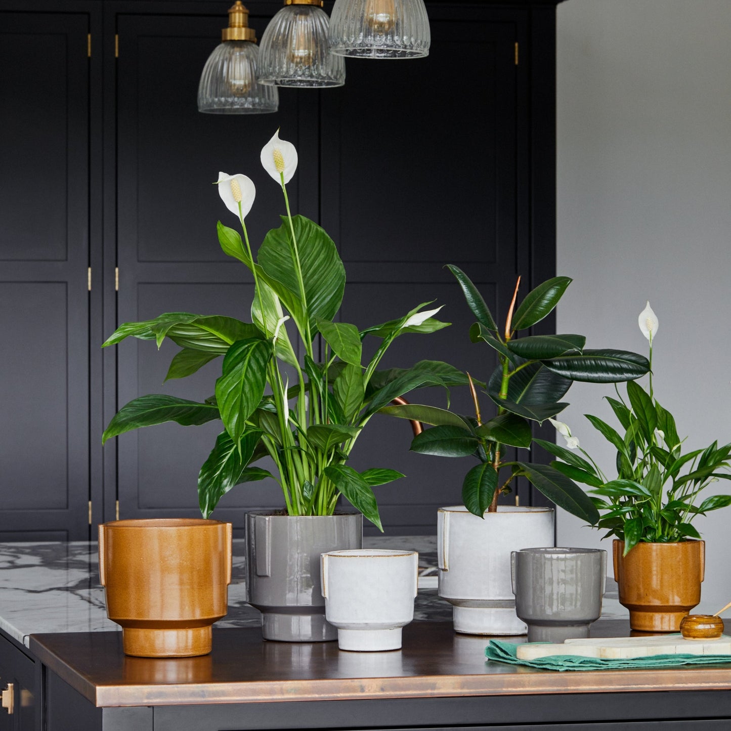Aries Glazed handles planter White H20cm D19cm - Skandi London