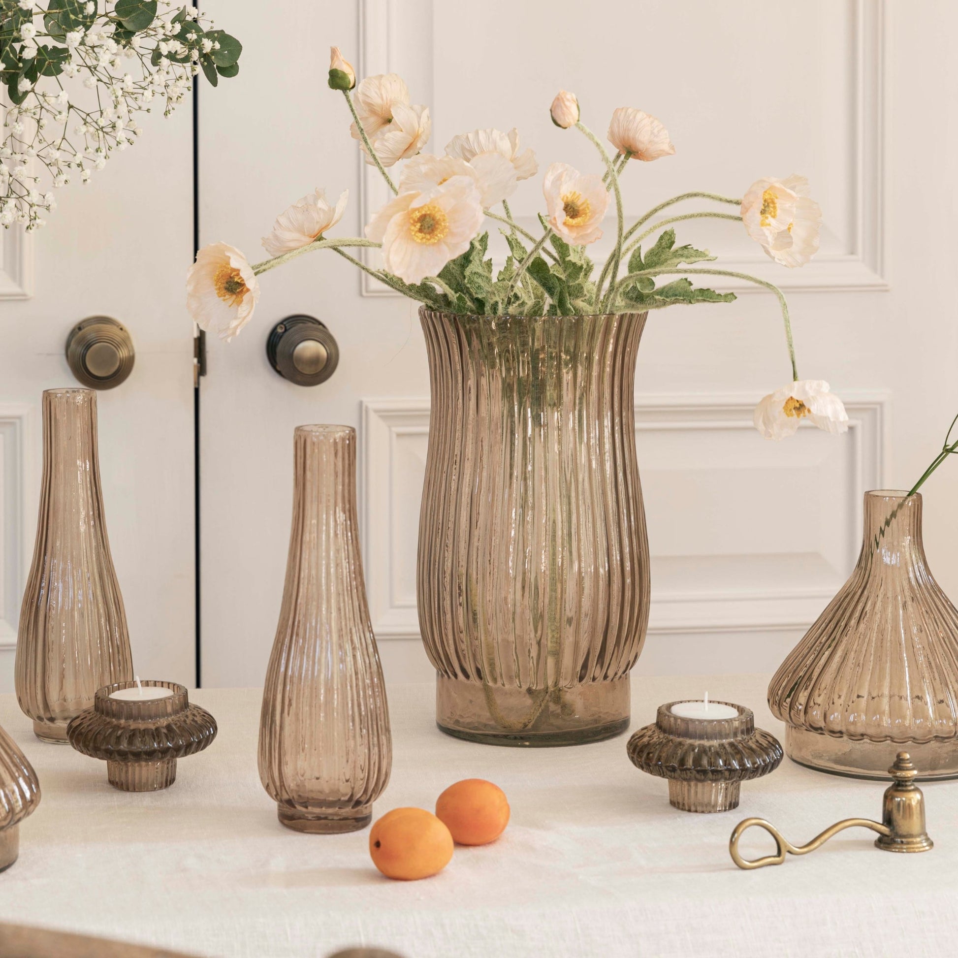 Airlie Ribbed Vase Apricot H27cm W14.5cm - Skandi London