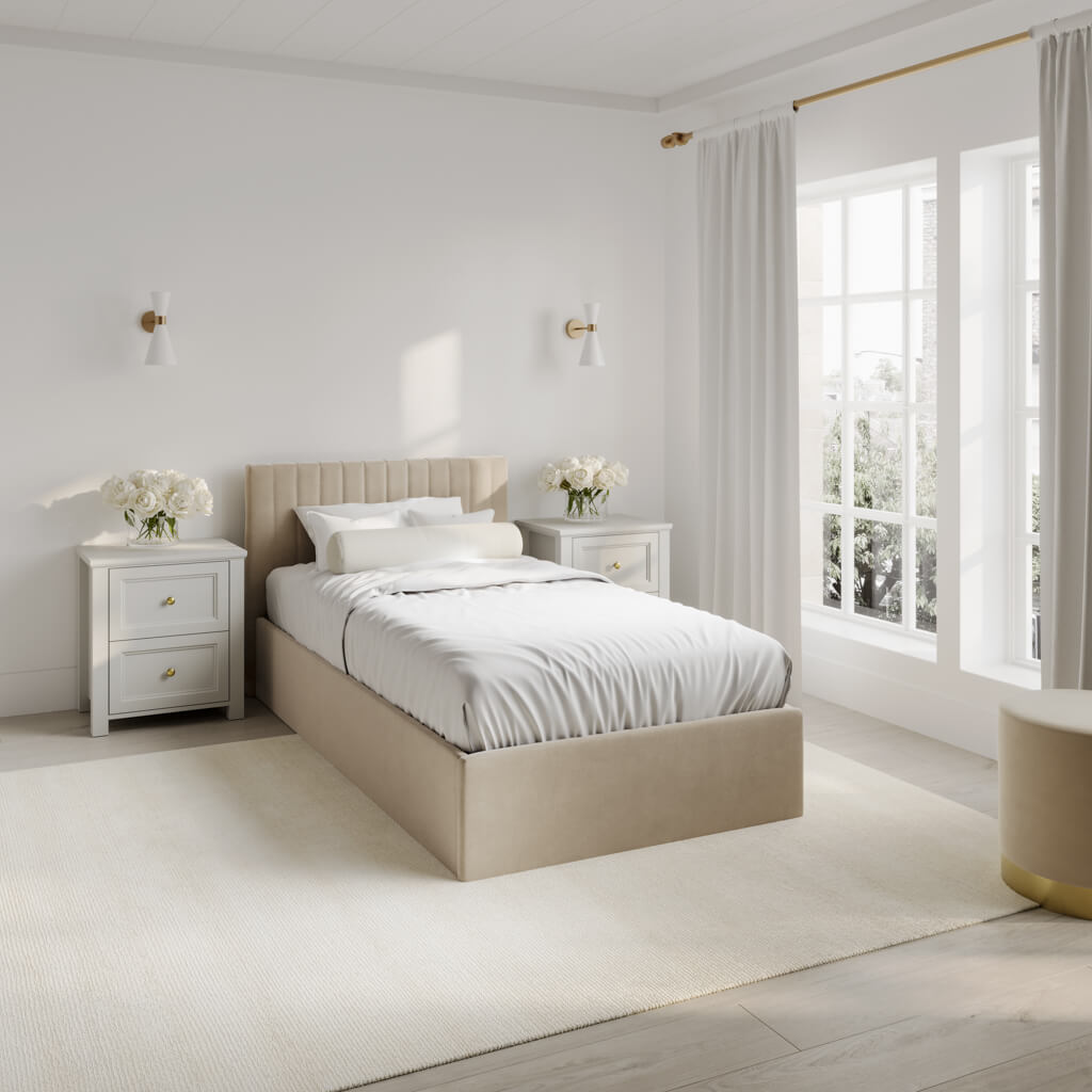 Soho Nordic Beige Ottoman Single Bed - Skandi London