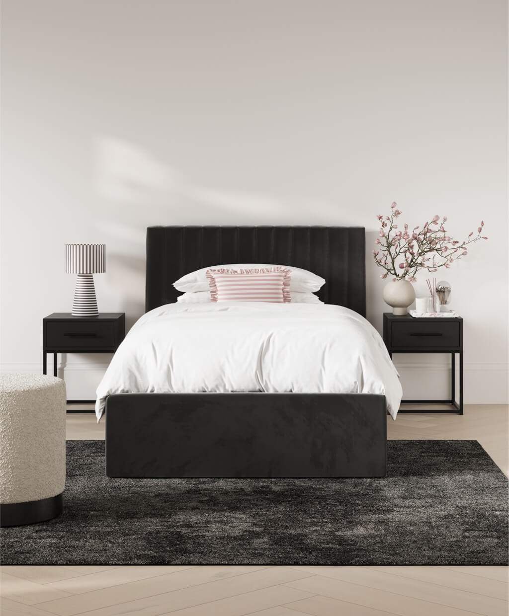 Soho Nordic Black Ottoman Single Bed - Skandi London