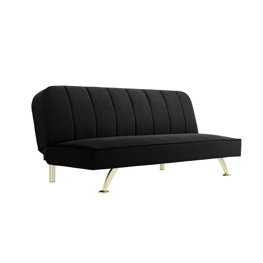 Soho Nordic Sofa Bed Black Velvet & Brushed Gold - Skandi London