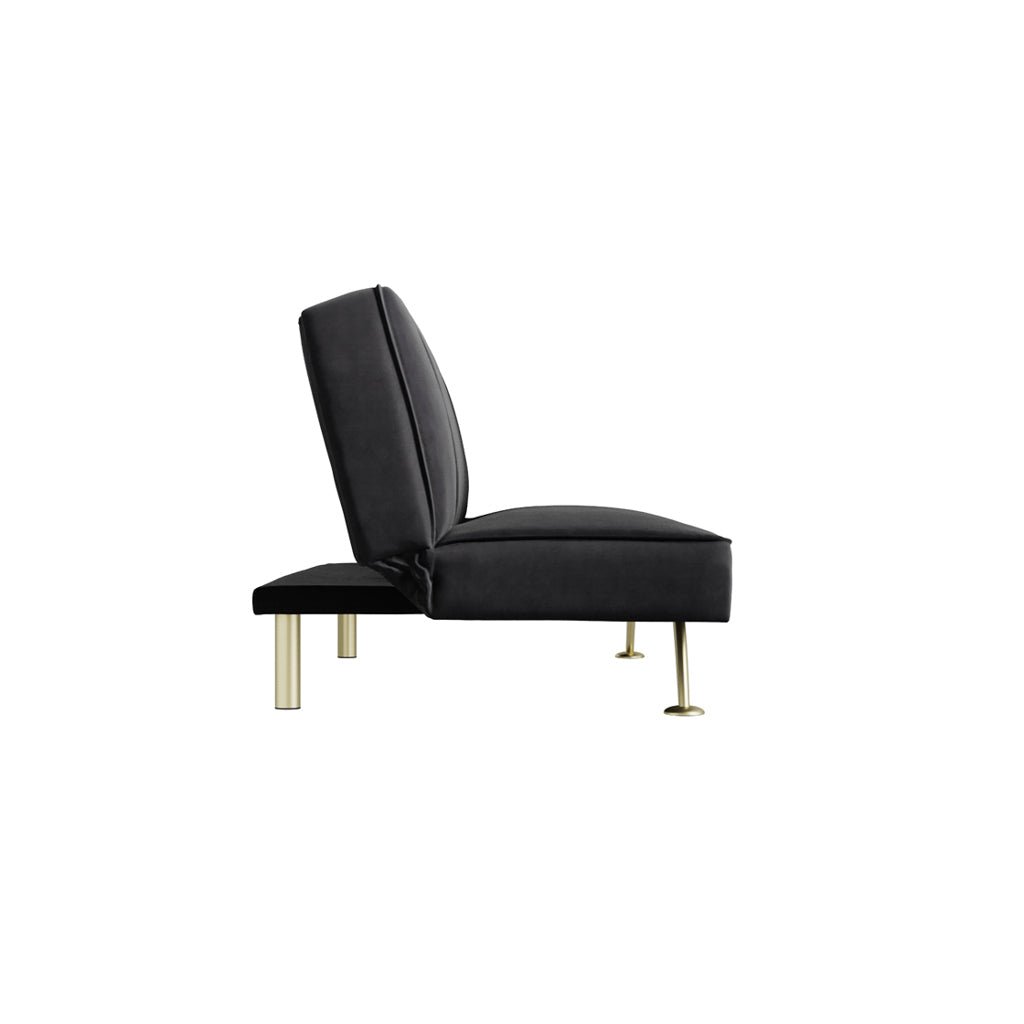 Soho Nordic Sofa Bed Black Velvet & Brushed Gold - Skandi London