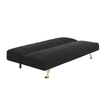 Soho Nordic Sofa Bed Black Velvet & Brushed Gold - Skandi London