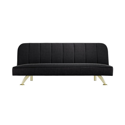 Soho Nordic Sofa Bed Black Velvet & Brushed Gold - Skandi London