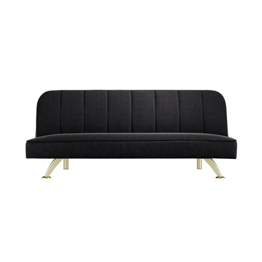 Soho Nordic Sofa Bed Black Velvet & Brushed Gold - Skandi London