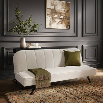 Soho Nordic Sofa Bed Ivory Boucle & Matte Black - Skandi London