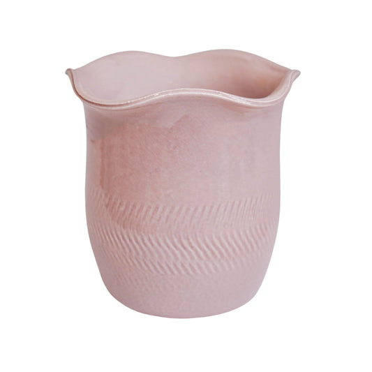 Camellia Blush Scalloped Edge Planter H25cm D26cm - Skandi London