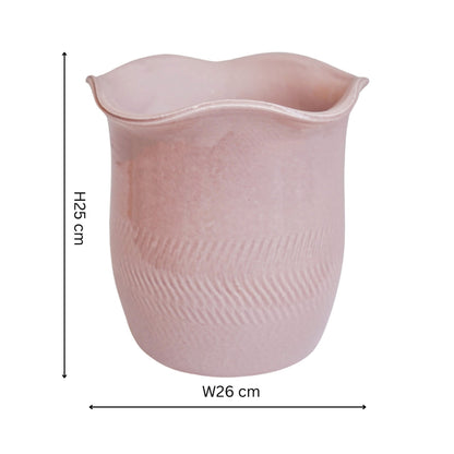 Camellia Blush Scalloped Edge Planter H25cm D26cm - Skandi London