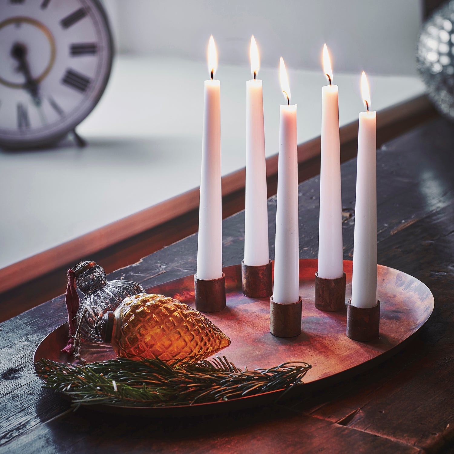 Egersund Oval Centrepiece Metal with Magnetic Candle Holders - Skandi London