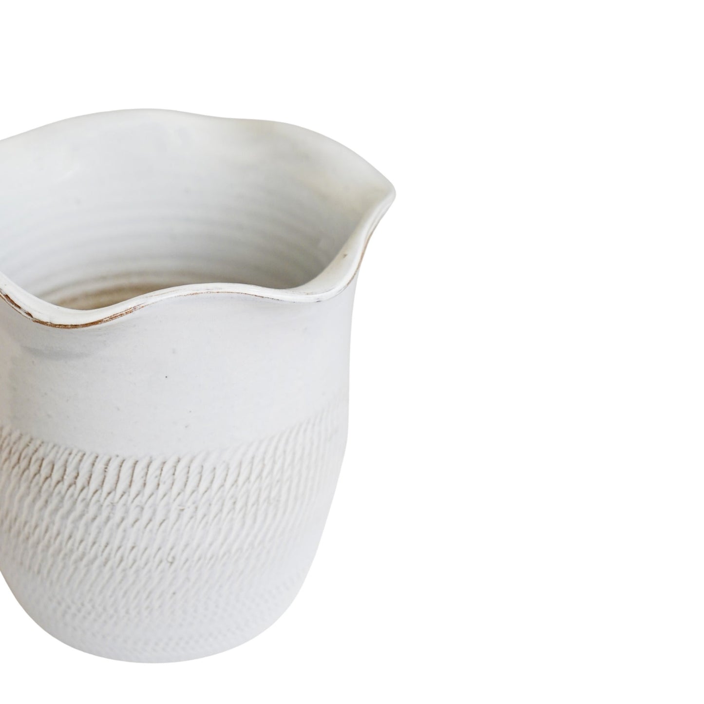 Camellia White Scalloped Edge Planter H25cm D26cm - Skandi London