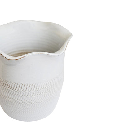 Camellia White Scalloped Edge Planter H25cm D26cm - Skandi London