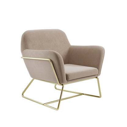 Soho Nordic Armchair Beige Velvet & Brushed Gold - Skandi London