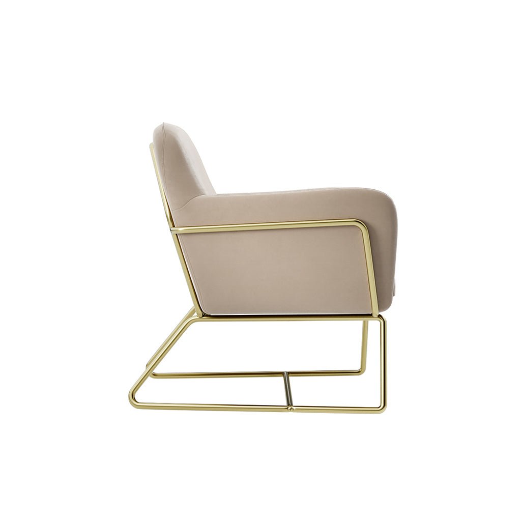 Soho Nordic Armchair Beige Velvet & Brushed Gold - Skandi London