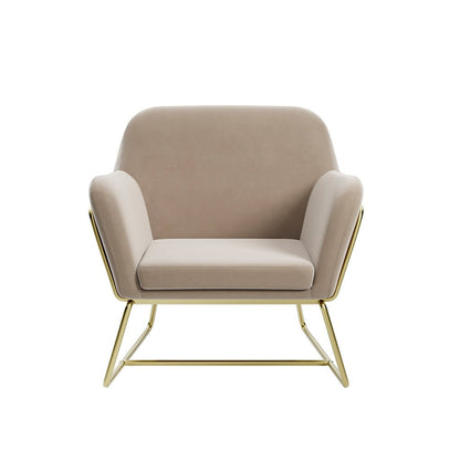 Soho Nordic Armchair Beige Velvet & Brushed Gold - Skandi London