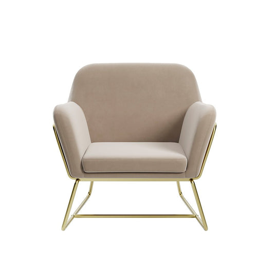 Soho Nordic Armchair Beige Velvet & Brushed Gold - Skandi London