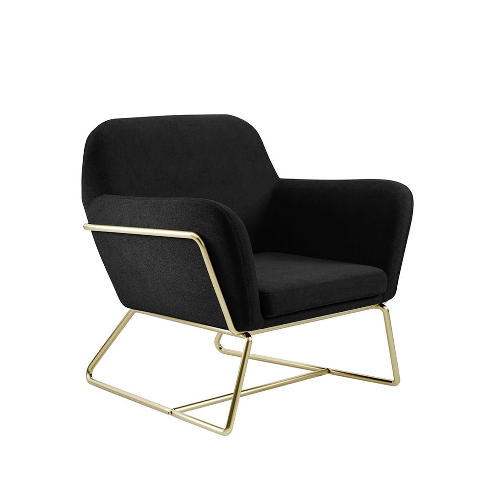 Soho Nordic Armchair Black Velvet & Brushed Gold - Skandi London