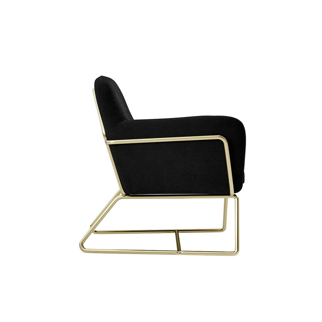 Soho Nordic Armchair Black Velvet & Brushed Gold - Skandi London