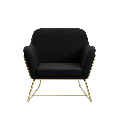 Soho Nordic Armchair Black Velvet & Brushed Gold - Skandi London